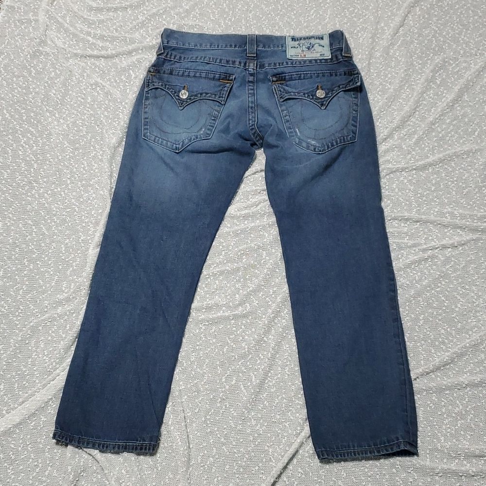 𝅺TRUE RELIGION Slim Straight With Flaps Womens Jeans 30